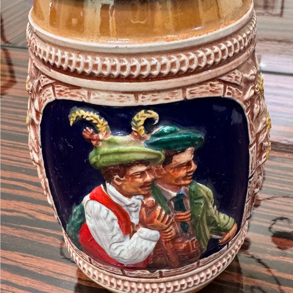 Vintage Gerz Ceramic Beer Stein with Pewter Lid